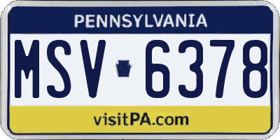 PA license plate MSV6378
