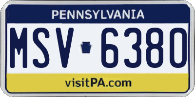 PA license plate MSV6380
