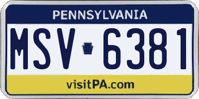 PA license plate MSV6381