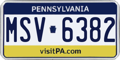 PA license plate MSV6382