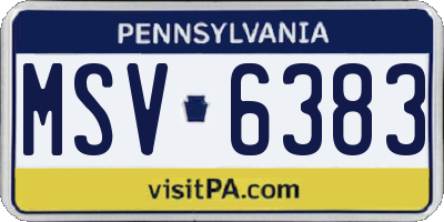 PA license plate MSV6383