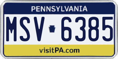 PA license plate MSV6385