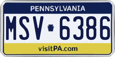 PA license plate MSV6386