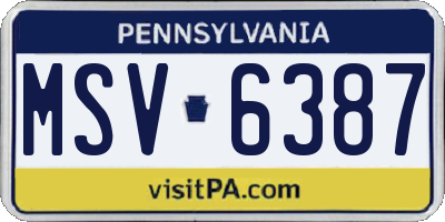 PA license plate MSV6387