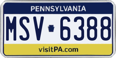 PA license plate MSV6388