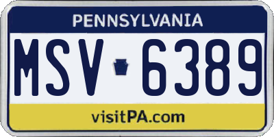 PA license plate MSV6389