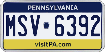 PA license plate MSV6392
