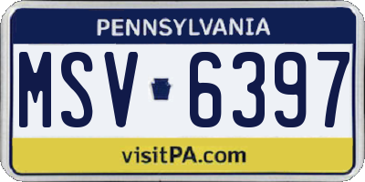 PA license plate MSV6397