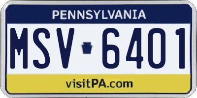 PA license plate MSV6401