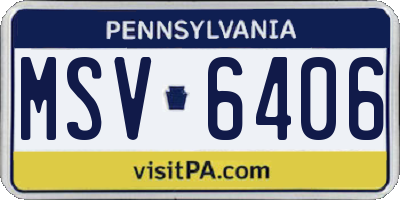 PA license plate MSV6406