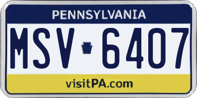 PA license plate MSV6407