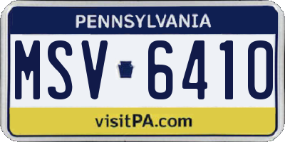 PA license plate MSV6410