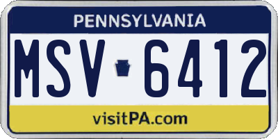 PA license plate MSV6412
