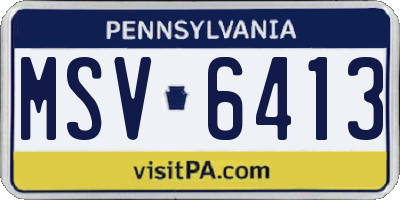 PA license plate MSV6413