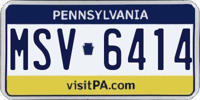 PA license plate MSV6414
