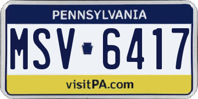 PA license plate MSV6417