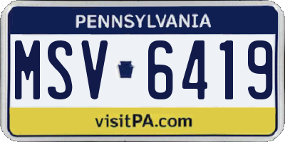 PA license plate MSV6419