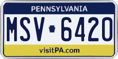 PA license plate MSV6420