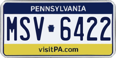 PA license plate MSV6422