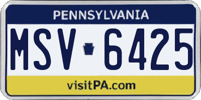 PA license plate MSV6425