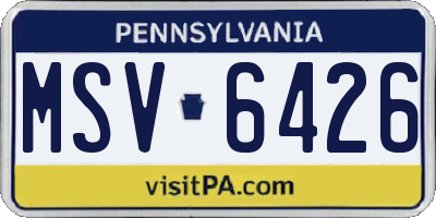 PA license plate MSV6426