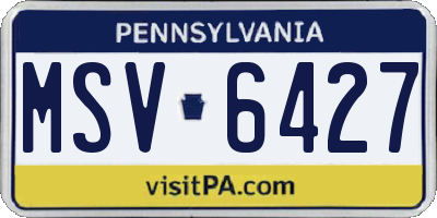 PA license plate MSV6427