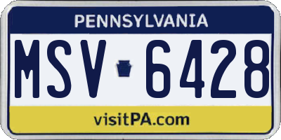 PA license plate MSV6428