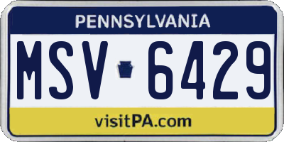 PA license plate MSV6429