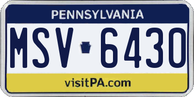 PA license plate MSV6430