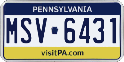 PA license plate MSV6431