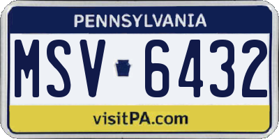 PA license plate MSV6432