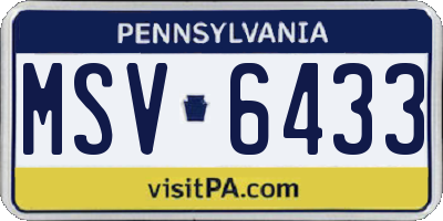 PA license plate MSV6433