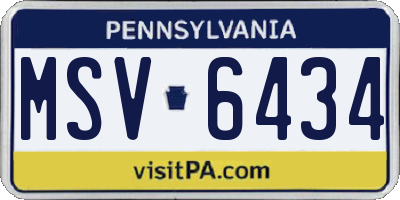 PA license plate MSV6434