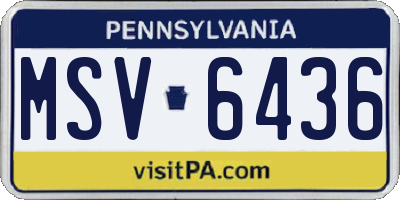 PA license plate MSV6436