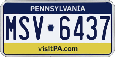 PA license plate MSV6437