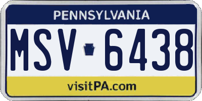PA license plate MSV6438
