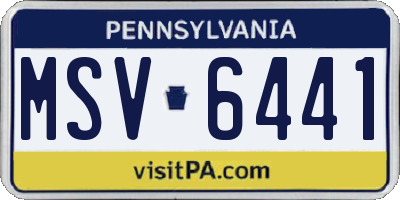 PA license plate MSV6441