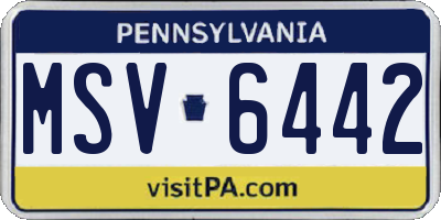 PA license plate MSV6442