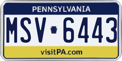 PA license plate MSV6443