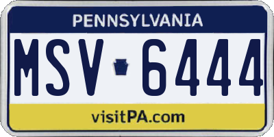 PA license plate MSV6444