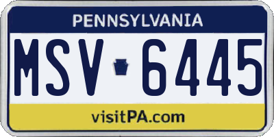 PA license plate MSV6445