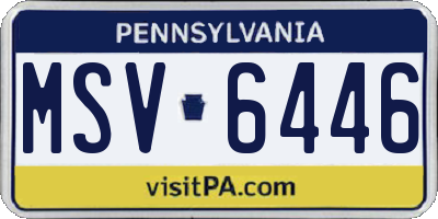 PA license plate MSV6446