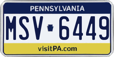 PA license plate MSV6449