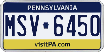 PA license plate MSV6450