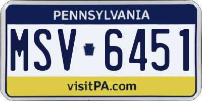 PA license plate MSV6451