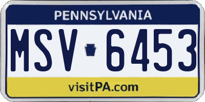 PA license plate MSV6453