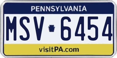 PA license plate MSV6454