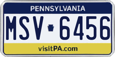 PA license plate MSV6456