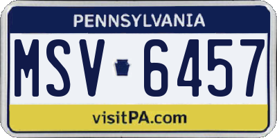PA license plate MSV6457