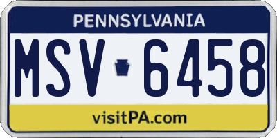 PA license plate MSV6458